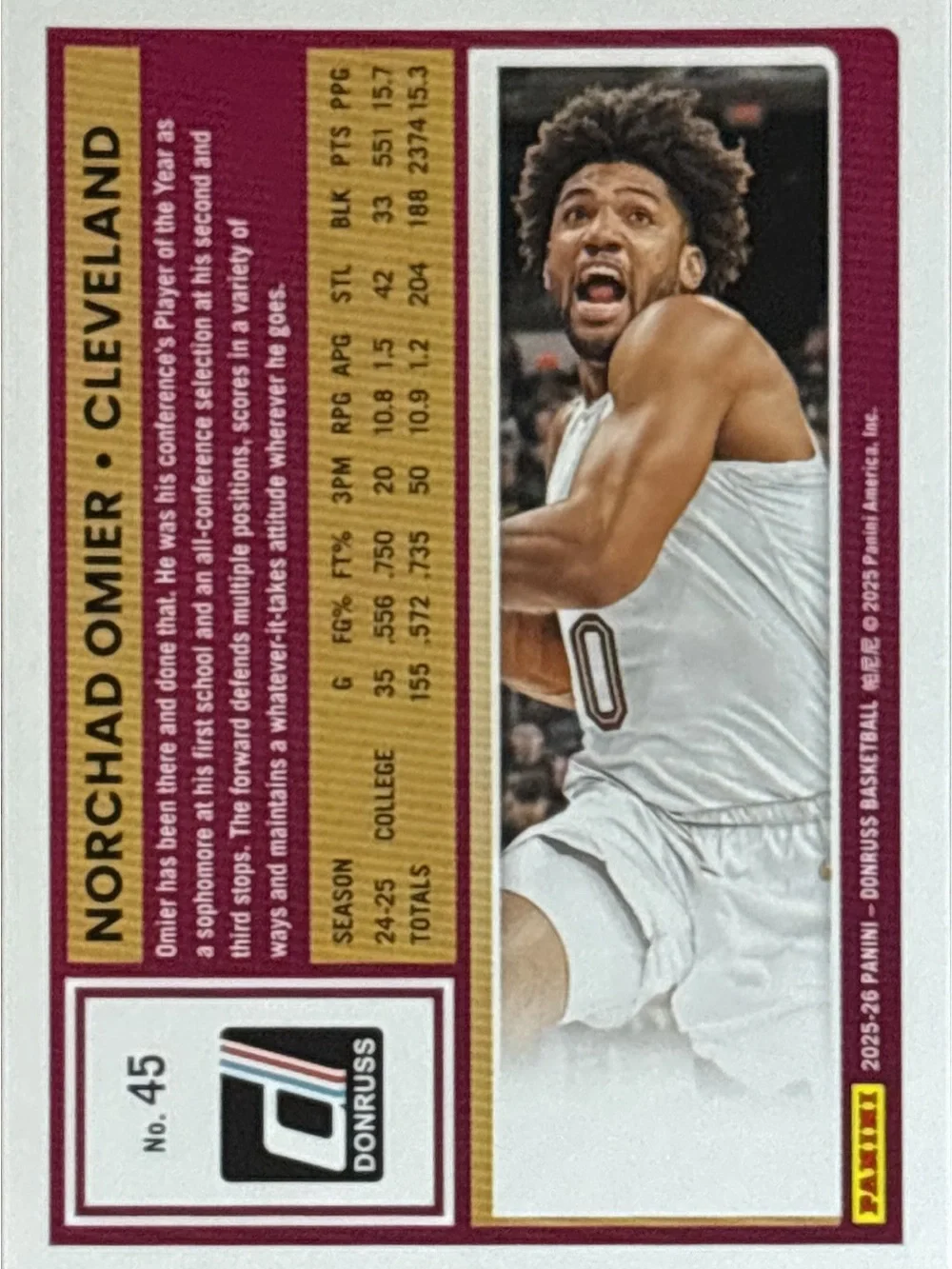 Panini Donruss Norchad Omier Rated Rookie Basketball Card